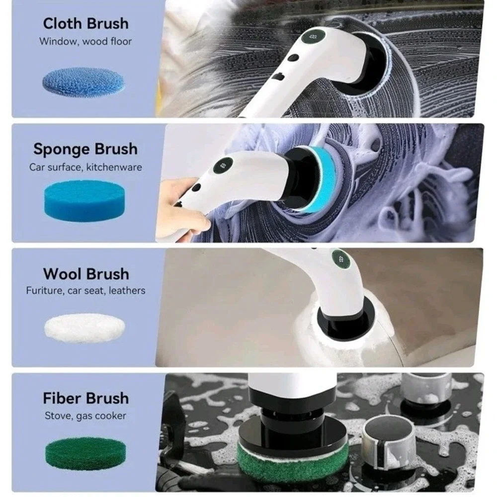Quality -Electric Bathroom Cleaning Brush Cordless Spin Scrubber Waterproof PINK